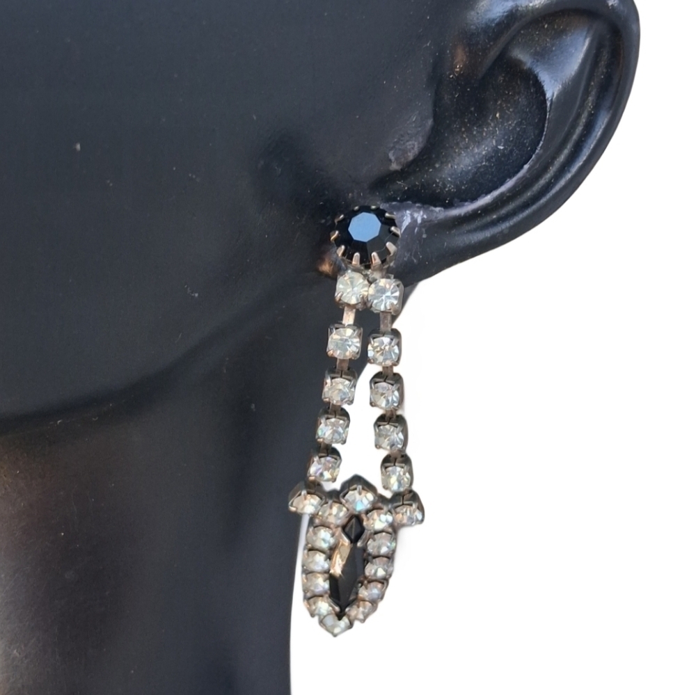 🖤 Elegant Vintage Marquis Teardrop Rhinestone Chain Drop Earrings